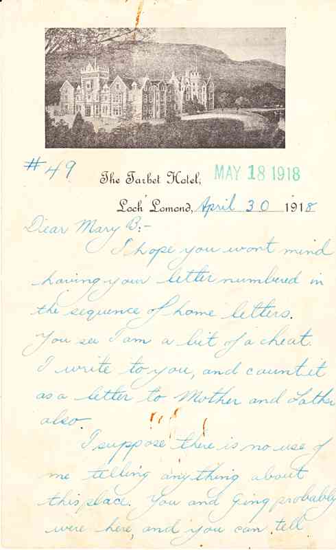 2. First page of Parr’s letter of April 30, 1918.