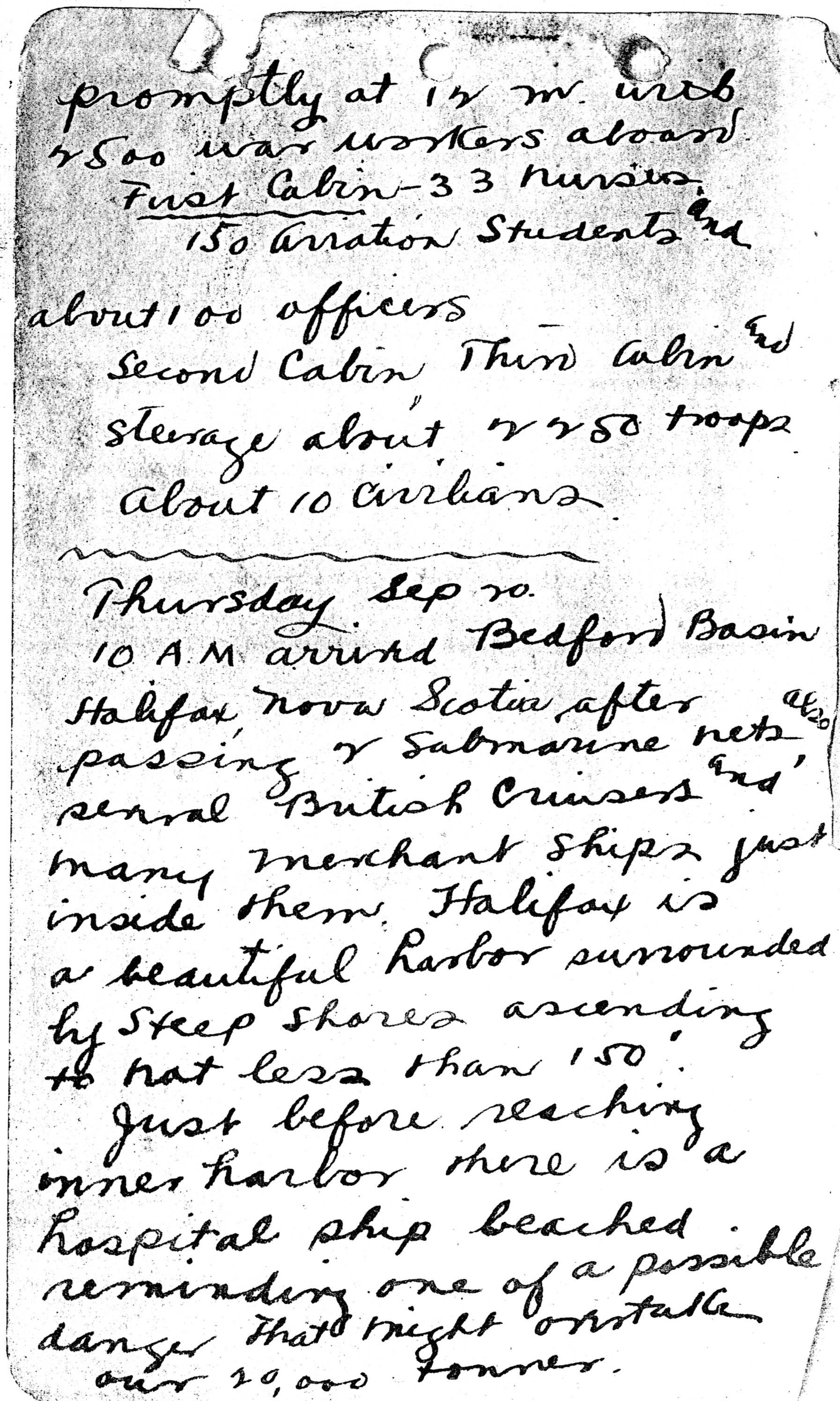 A handwritten page, the first page of Foss's diary that has been preserved.