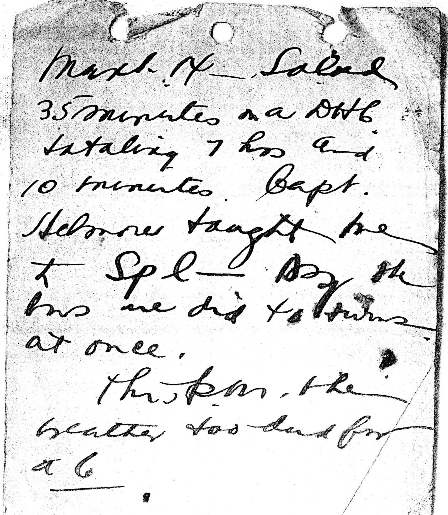 A page from Foss's diary dated March 13.