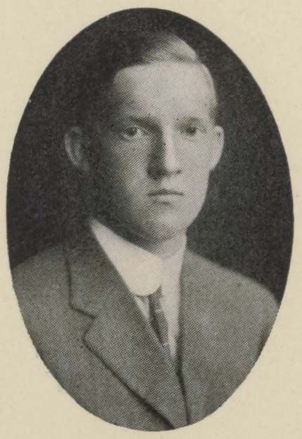 Oval portrait of the head and shoulders of a young man in a suit.