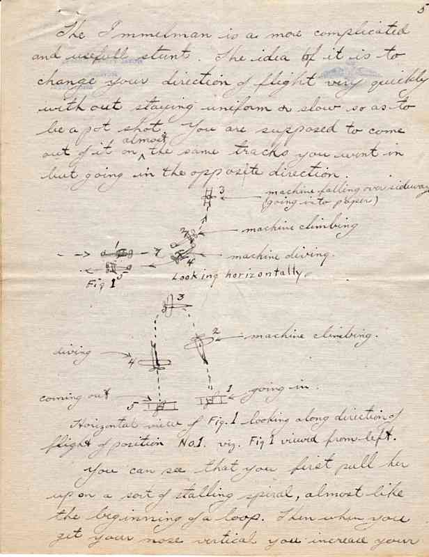 18. Page from Parr’s letter of January 26, 1918, illustrating an Immelman.